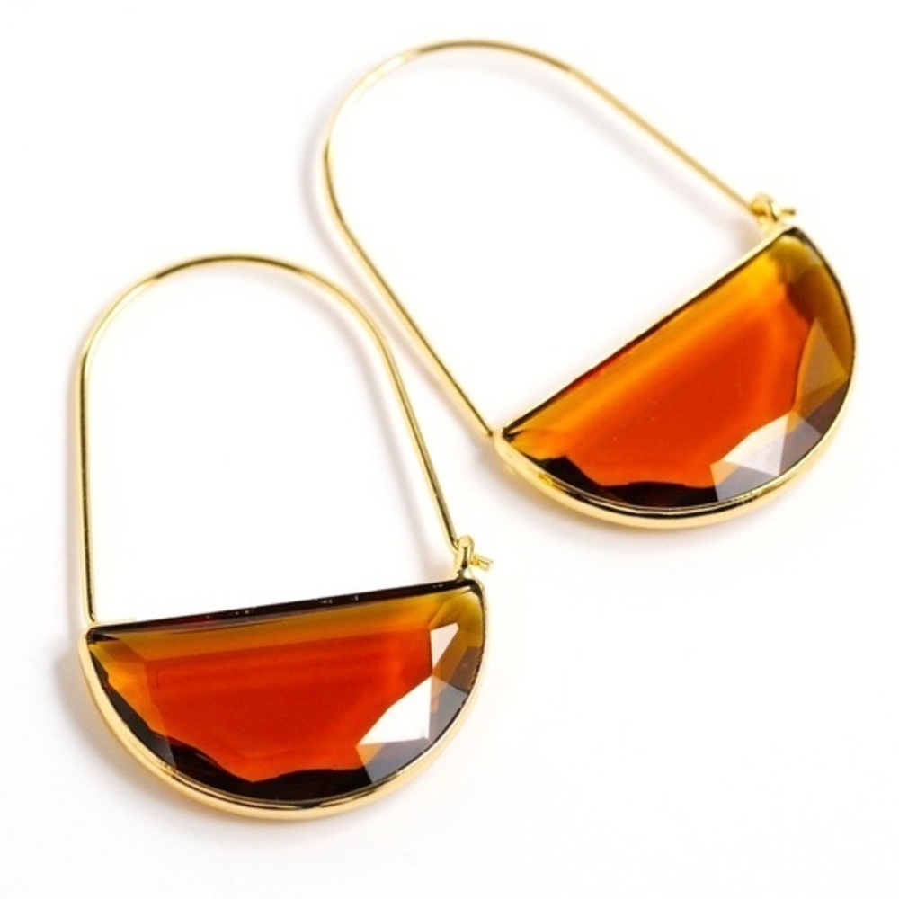 Amber Brown Crescent Hoop Earring new with Tags attached